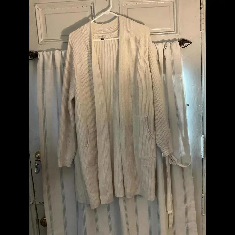 Universal Thread Cream Ribbed Open-Front Cardigan Sweater - Picture 2 of 7